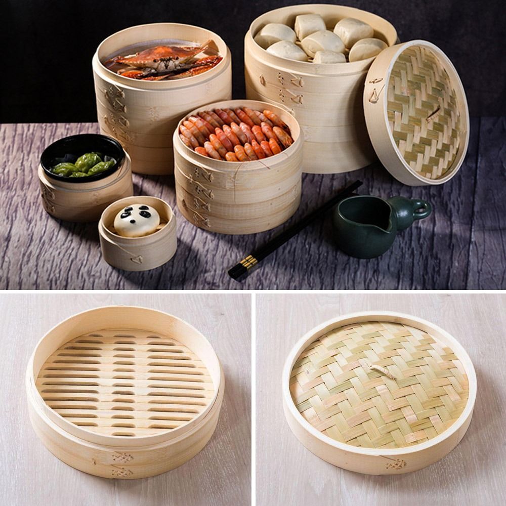 Bao Steamer Bamboo - 중국식 찜기 대나무 찜기 딤섬 요리용