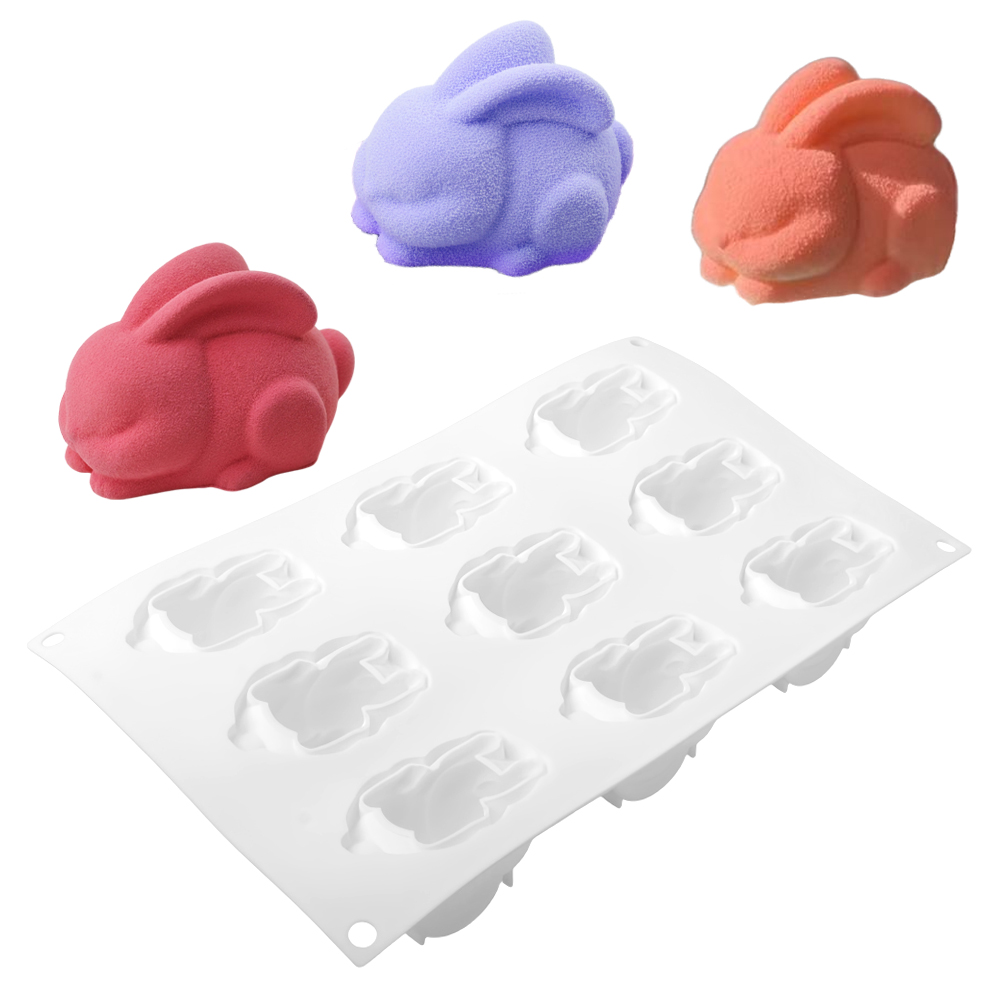 앉아있는 긴 귀 토끼 디자인 9구 실리콘 젤리 무스 몰 - Bunny Cake Mold 리뷰 및 가격